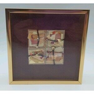 David Norstad "Luscious Twist" Collage Art Bead Thread Paper 9842